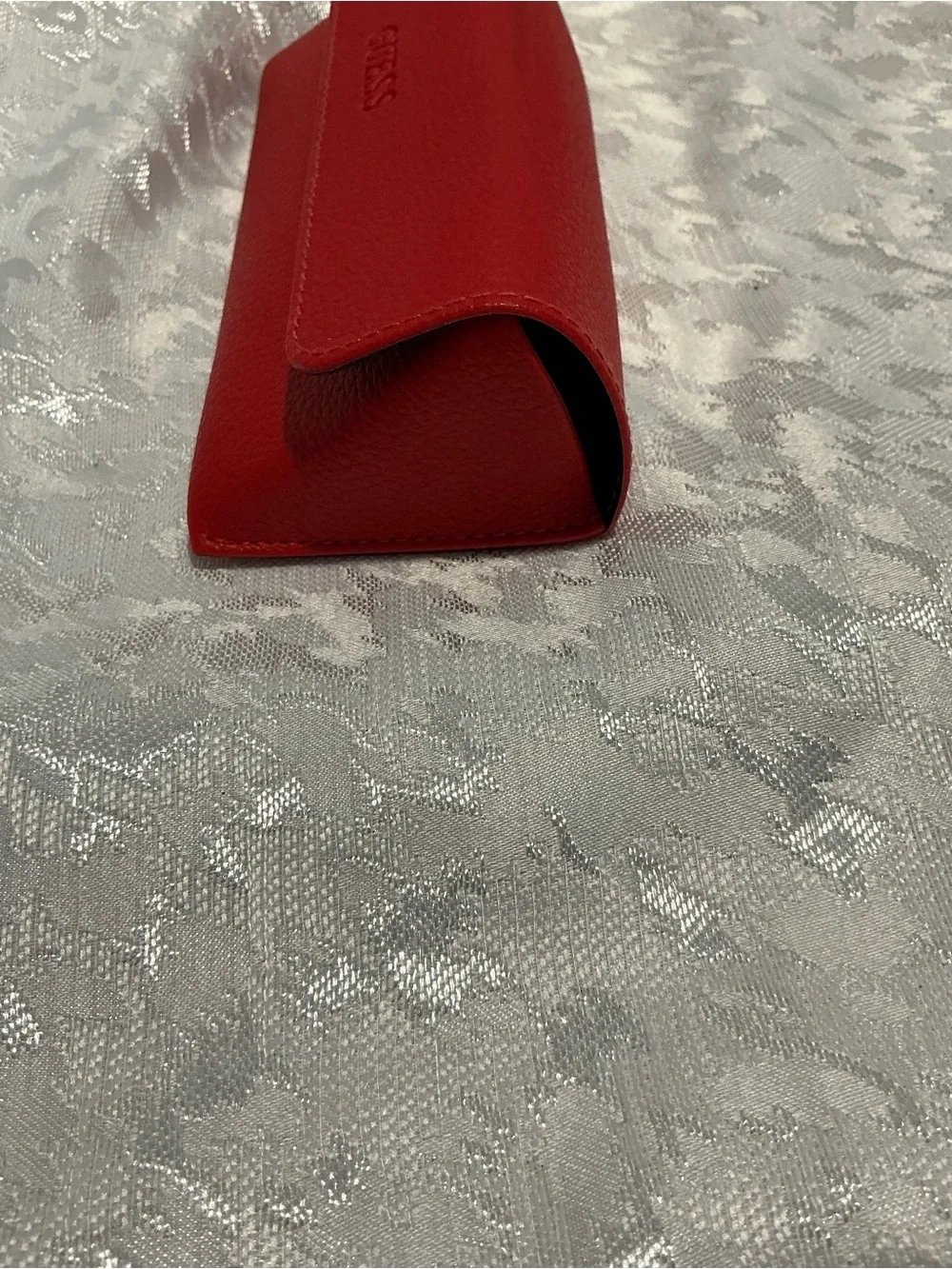 GUESS Red Pebbled Leather Eyewear Pouch
